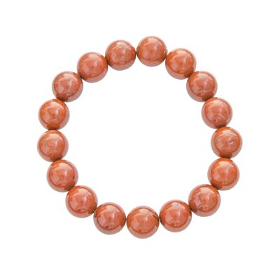 Bracciale Jasper Rosso - Pietre a sfera 10mm - 18 cm - Chiusura in argento