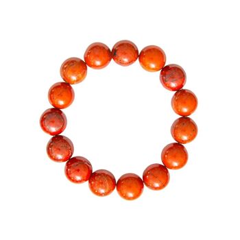 Bracelet Jaspe rouge - Pierres boules 12mm - 18 cm- Fermoir or 2