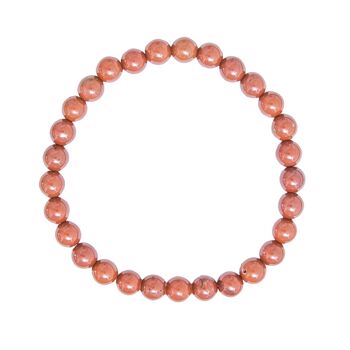 Bracelet Jaspe rouge - Pierres boules 6mm - 22 cm- Sans fermoir 2