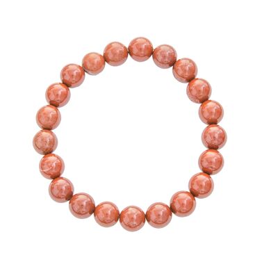 Bracciale Jasper Rosso - Pietre a sfera 8mm - 18 cm - Chiusura in argento