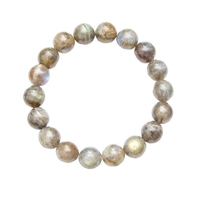 Bracelet Labradorite - Pierres boules 10mm - 18 cm- Fermoir or