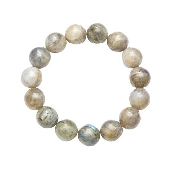 Bracelet Labradorite - Pierres boules 12mm - 18 cm- Fermoir argent 1