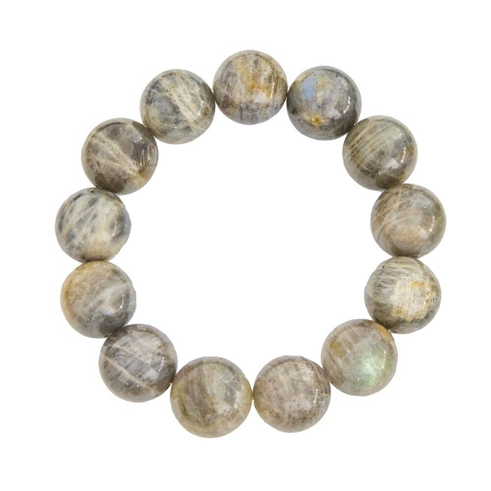 Bracciale Labradorite - Pietre sferiche 14mm - 20 cm - Senza chiusura