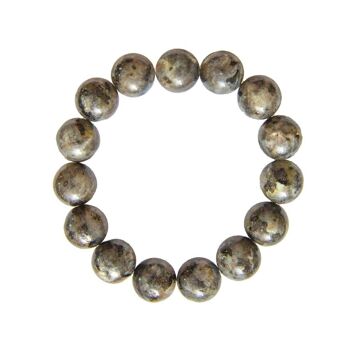 Bracelet Labradorite avec inclusions - Pierres boules 12mm - 18 cm- Fermoir argent 2