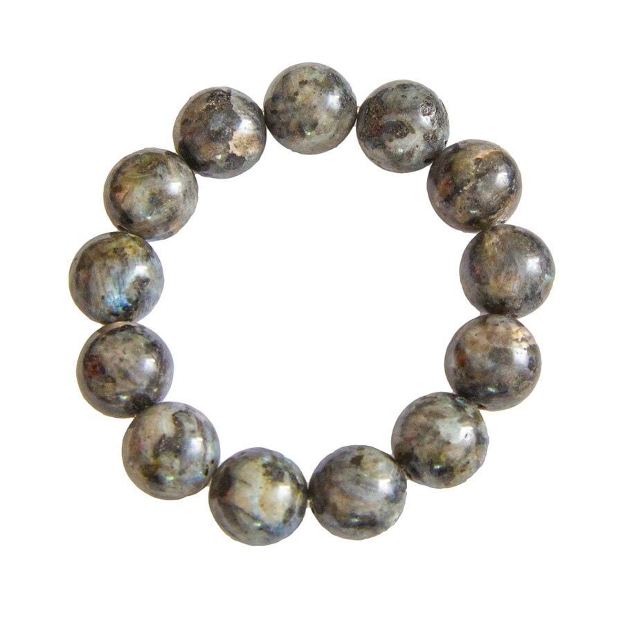 Labradorite bracelet with inclusions - 14mm ball stones - 18 cm - Gold clasp