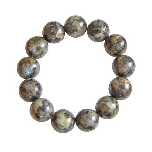 Bracelet Labradorite avec inclusions - Pierres boules 14mm - 18 cm- Sans fermoir