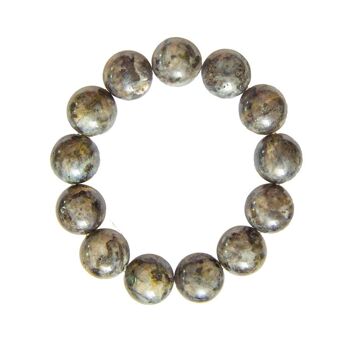 Bracelet Labradorite avec inclusions - Pierres boules 14mm - 22 cm- Fermoir or 2