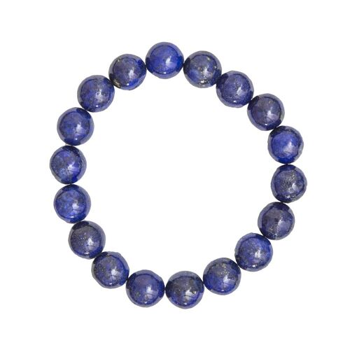 Bracelet Lapis Lazuli - Pierres boules 10mm - 18 cm- Fermoir argent