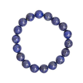 Bracelet Lapis Lazuli - Pierres boules 10mm - 18 cm- Fermoir argent 1