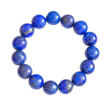 Bracelet Lapis Lazuli - Pierres boules 12mm - 18 cm- Fermoir argent 1