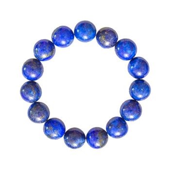 Bracelet Lapis Lazuli - Pierres boules 12mm - 18 cm- Fermoir argent 2