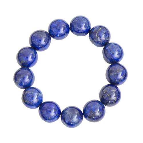 Bracelet Lapis Lazuli - Pierres boules 14mm - 18 cm- Fermoir argent
