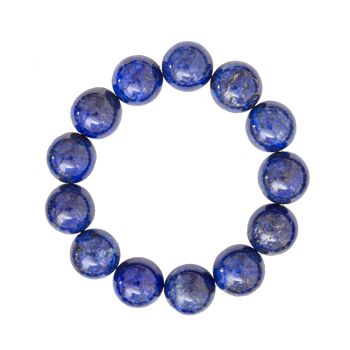 Bracelet Lapis Lazuli - Pierres boules 14mm - 22 cm- Fermoir or 2