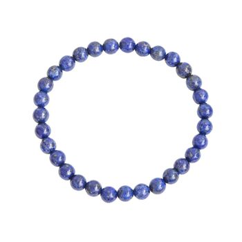 Bracelet Lapis Lazuli - Pierres boules 6mm - 18 cm- Fermoir argent 1