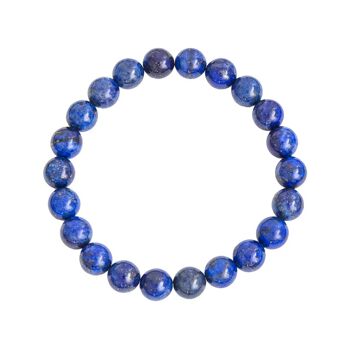 Bracelet Lapis Lazuli - Pierres boules 8mm - 18 cm- Fermoir argent
