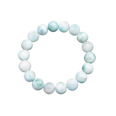 Bracciale Larimar - Pietre a sfera 10mm - 18 cm - Chiusura in argento