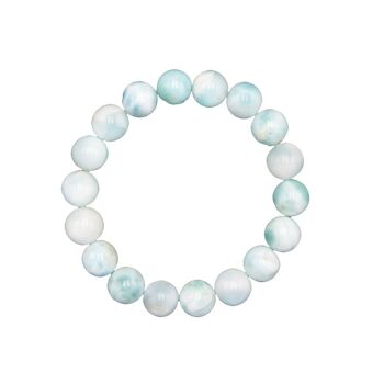 Bracelet Larimar - Pierres boules 10mm - 18 cm- Sans fermoir 2