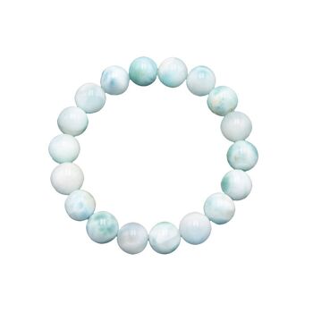 Bracelet Larimar - Pierres boules 10mm - 20 cm- Sans fermoir 1