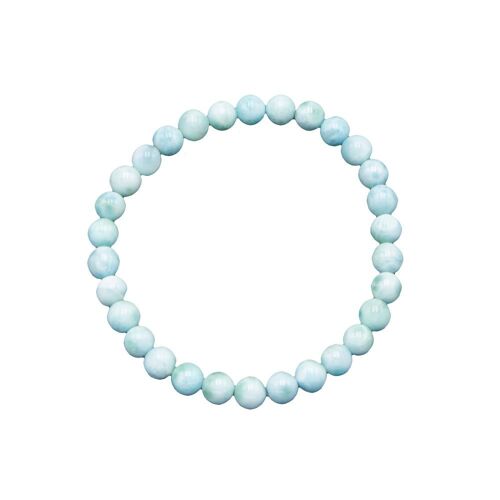 Bracelet Larimar - Pierres boules 6mm - 18 cm- Fermoir argent