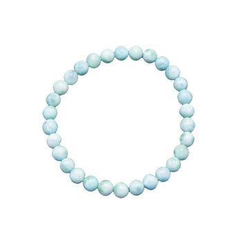 Bracelet Larimar - Pierres boules 6mm - 18 cm- Fermoir argent 1