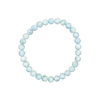 Bracelet Larimar - Pierres boules 6mm - 18 cm- Fermoir argent 2