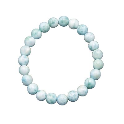 Bracciale Larimar - Pietre a sfera 8mm - 18 cm - Chiusura in argento