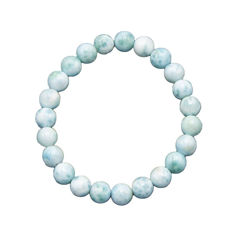 Larimar-Armband - 8 mm Kugelsteine - 20 cm - Silberverschluss