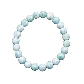 Bracelet Larimar - Pierres boules 8mm - 20 cm- Fermoir argent 1