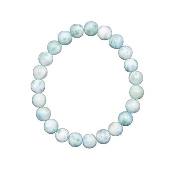 Bracelet Larimar - Pierres boules 8mm - 20 cm- Fermoir argent 2