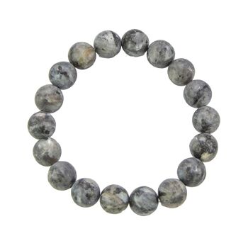 Bracelet Larvikite - Pierres boules 10mm - 18 cm- Fermoir or 1