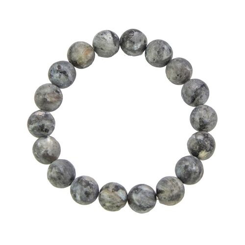 Bracelet Larvikite - Pierres boules 10mm - 22 cm- Fermoir or