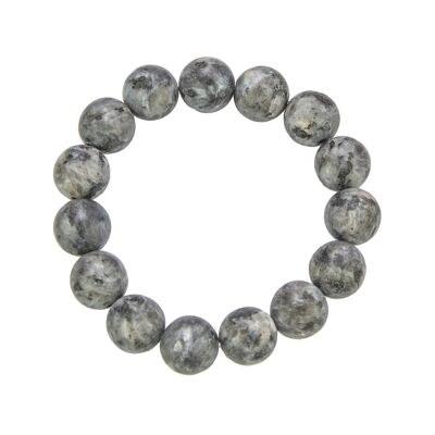 Bracelet Larvikite - Pierres boules 12mm - 18 cm- Fermoir argent