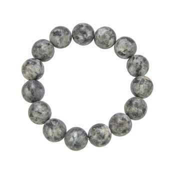 Bracelet Larvikite - Pierres boules 12mm - 18 cm- Fermoir argent 1