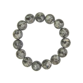 Bracelet Larvikite - Pierres boules 12mm - 18 cm- Fermoir argent 2