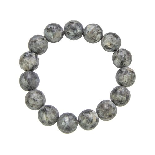 Bracelet Larvikite - Pierres boules 12mm - 22 cm- Sans fermoir