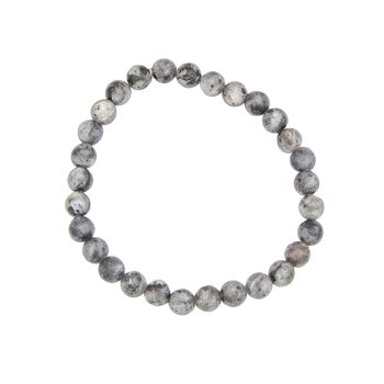 Bracelet Larvikite - Pierres boules 6mm - 20 cm- Fermoir argent 1