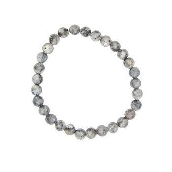 Bracelet Larvikite - Pierres boules 6mm - 20 cm- Fermoir argent 2