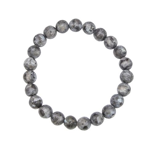 Bracelet Larvikite - Pierres boules 8mm - 18 cm- Fermoir argent