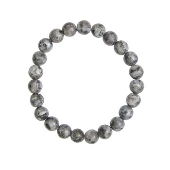 Bracelet Larvikite - Pierres boules 8mm - 18 cm- Fermoir argent 2