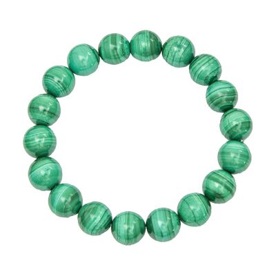 Bracelet Malachite - Pierres boules 10mm - 18 cm- Fermoir argent