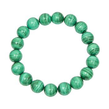 Bracelet Malachite - Pierres boules 10mm - 20 cm- Fermoir or 1