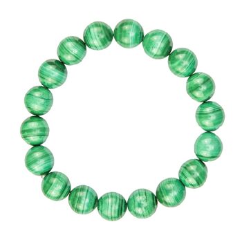 Bracelet Malachite - Pierres boules 10mm - 20 cm- Fermoir or 2