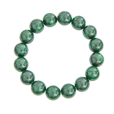 Bracelet Malachite - Pierres boules 12mm - 18 cm- Fermoir argent