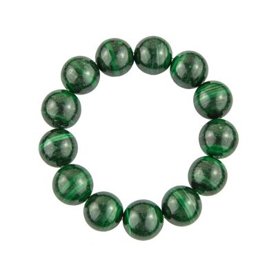 Pulsera de malaquita - Piedras bola de 14 mm - 18 cm - Cierre de oro