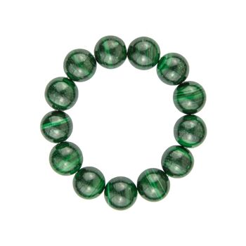 Bracelet Malachite - Pierres boules 14mm - 18 cm- Fermoir or 2