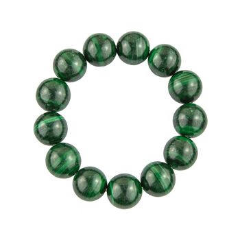 Bracelet Malachite - Pierres boules 14mm - 20 cm- Fermoir or 1