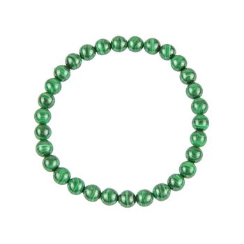 Bracelet Malachite - Pierres boules 6mm - 18 cm- Fermoir argent 1