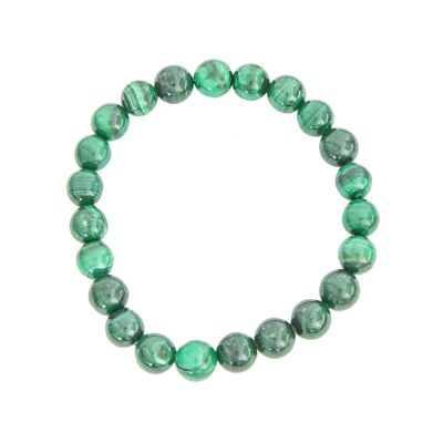 Bracciale in malachite - Pietre a sfera da 8 mm - 18 cm - Chiusura in argento