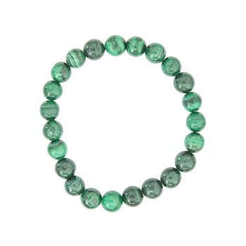 Bracelet Malachite - Pierres boules 8mm - 22 cm- Fermoir argent 2