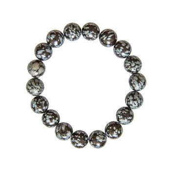 Bracelet Obsidienne neige - Pierres boules 10mm - 20 cm- Fermoir or 2